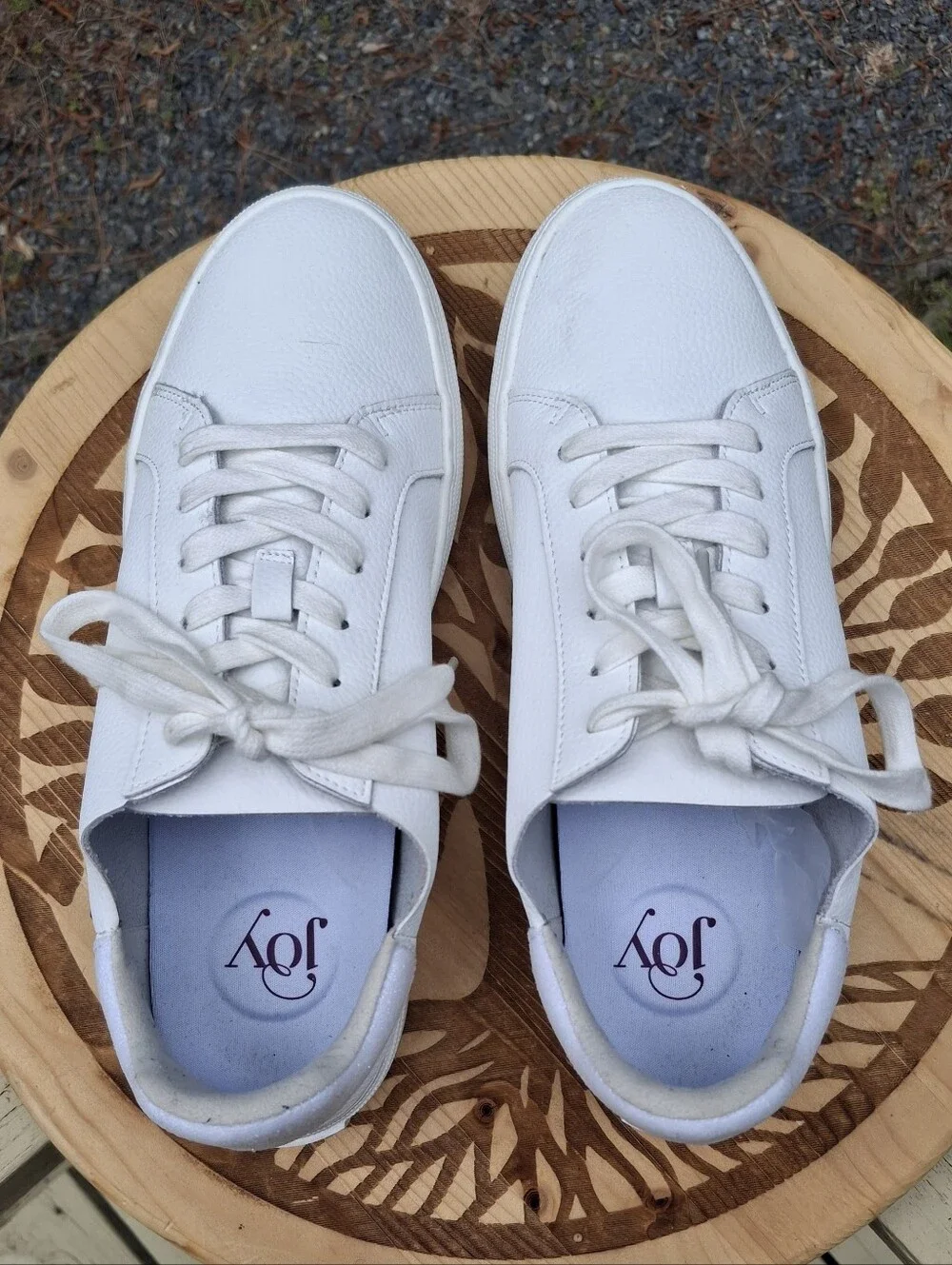 Joy Mangano Performance White Leather Comfort Platform Sneakers Orthotic Insole